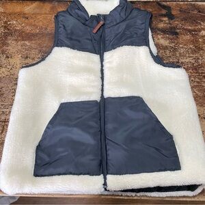 Tommy Bahama Boys Faux Fur Plush Cream‎ Sherpa Zipper Vest Gray 4T